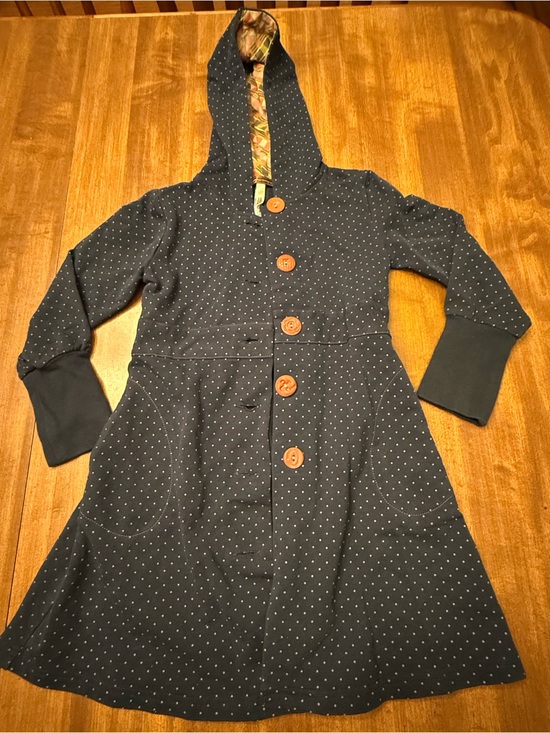Matilda Jane Other - Matilda Jane Navy Polka Dot Hooded Coat with Wooden Buttons